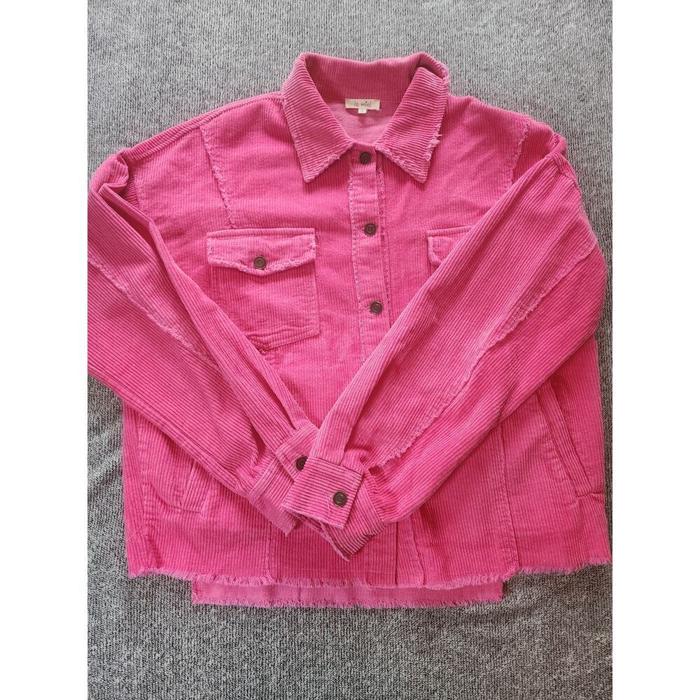 LaMiel‎ Women's Size Large Button Front Corduroy Jacket Hot Pink - Picture 3 of 5